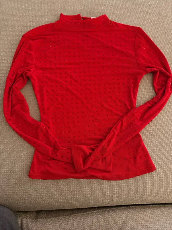 No Boundaries Red rhinestone mesh top - Image 2