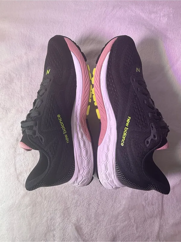 New Balance Women's Sneaker in Black with Pink & Neon Green Accents - Image 8