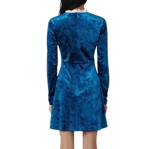 Maje Randy Blue Velvet Long Sleeve‎ Dress Size 2 - Image 5