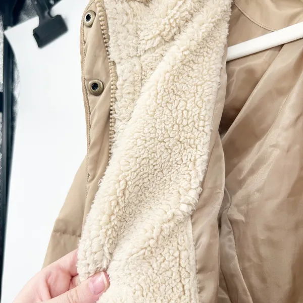 Lauren Ralph Lauren Womens Tan Down Fill Faux‎ Fur Hood Puffer Parka Coat Size L - Image 8