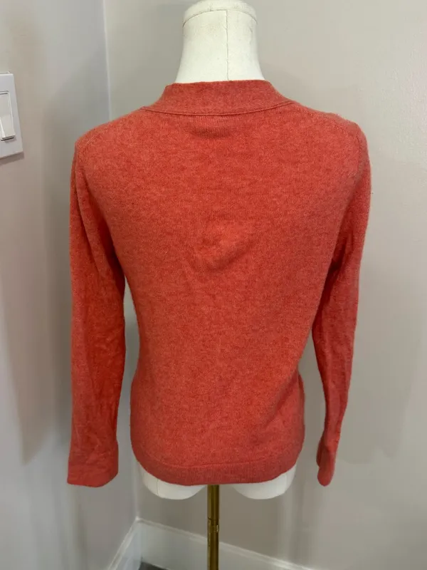 J Crew 100% Cashmere Cardigan Womens Medium Coral Sweater - Image 4