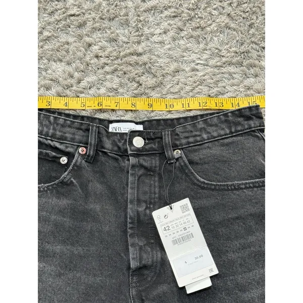 NWT Zara Women's Black High Waisted Frayed Hem Cut Off Denim Shorts Size 10 - Image 8