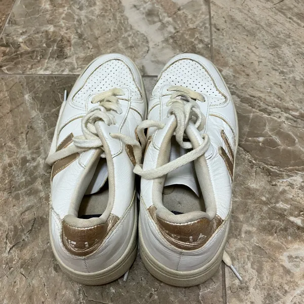 Veja White and Gold Sneakers - Image 2