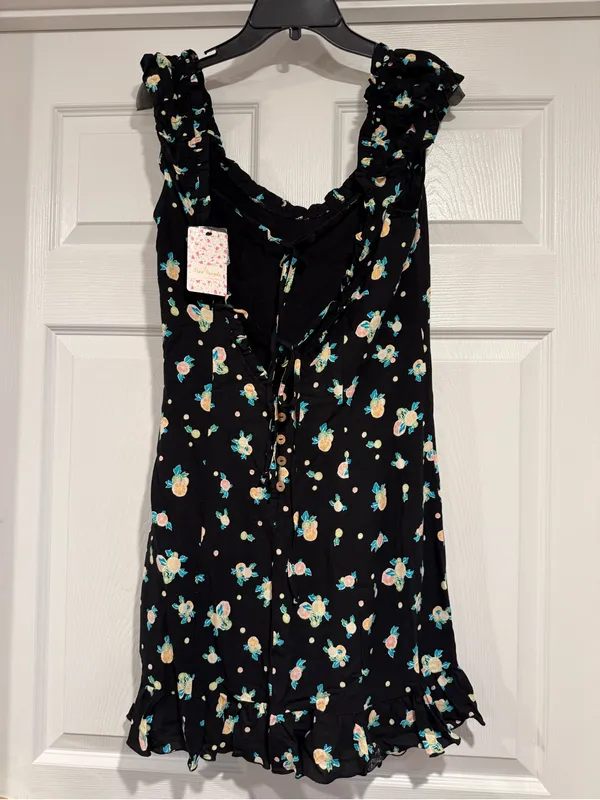 FREE PEOPLE WOMENS LIKE A LADY SLEEVELESS PRINTED MINI DRESS, BLACK, Medium NWT - Image 5