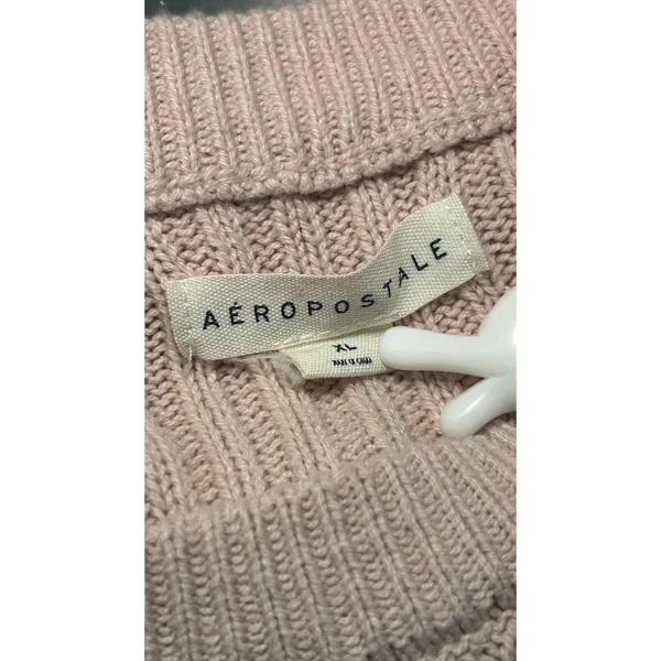 Aeropostale Pink Ribbed Knit Cropped Sweater‎ Long Sleeve Women's XL - Image 4