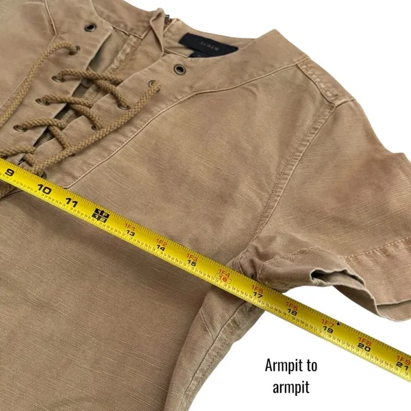 J. Crew‎ Lace up V-Neck Canvas Short Sleeve Khaki Midi Dress Safari Summer 10 - Image 10