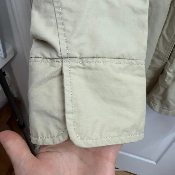 Eddie Bauer tan button down pocket collared lined split sleeve trench coat XXL - Image 2