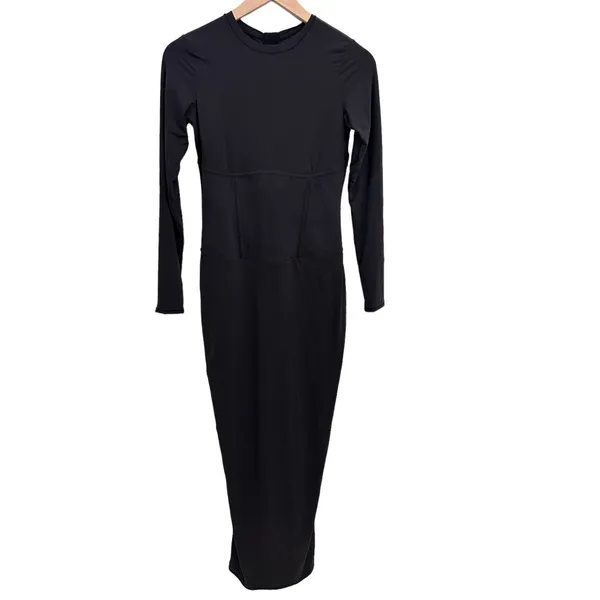 SKIMS Fits Everybody Corset Long Sleeve Dress in Onyx Large Sold Out NWT - Image 8