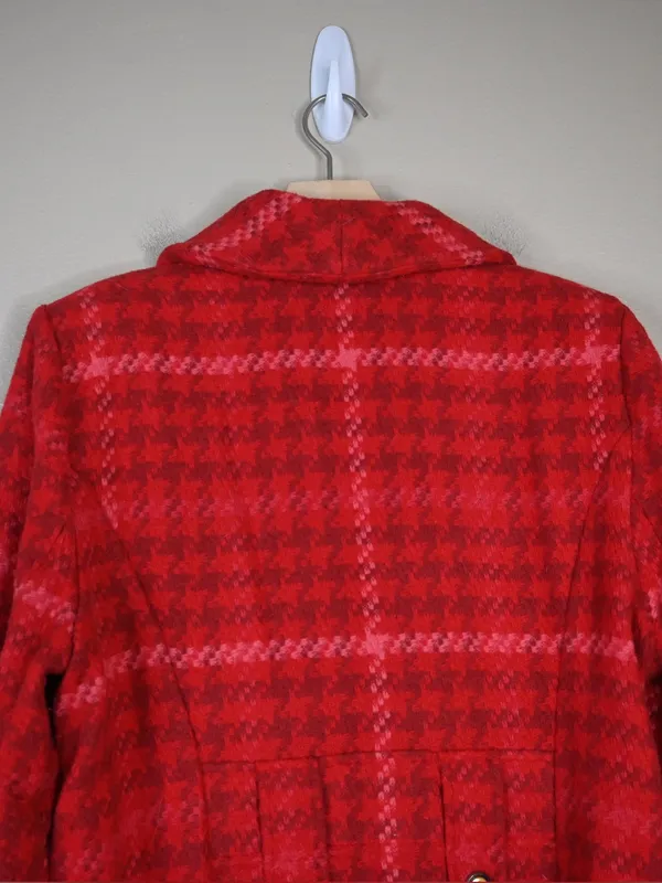 Cabi Women's XL Red Plaid Shawl Collar Evita Coat - Image 4