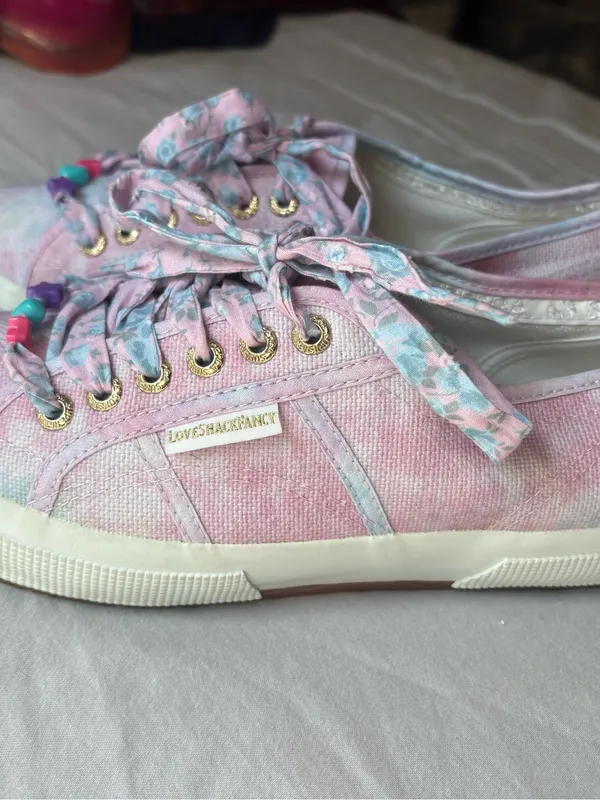 Superga x LoveShackFancy Tie Dye Sneakers Pink Blue Floral Laces 40 - Image 2