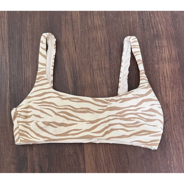 Aerie Womens Pique Animal Print Bikini Set High Waisted Scoop Neck Cheeky SZ M/L - Image 7