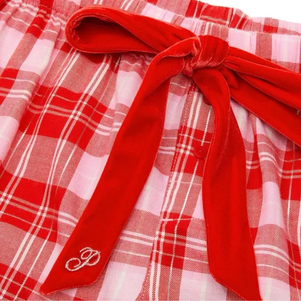 PINK VICTORIA’S SECRET Flannel Pajama Shorts Red Pink Silver Plaid Ruffle L - Image 10