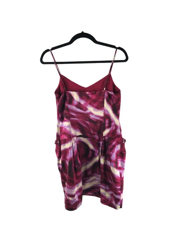 BCBG Max Azria Tie-Dye Spaghetti Strap Dress Pockets Rhinestones 6 Pink Purple - Image 2