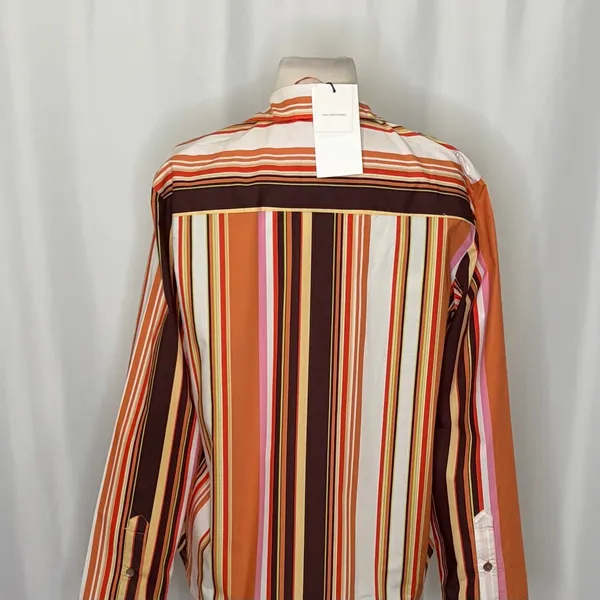 NWT!! ZARA Colorful Striped Buttondown Shirt Top‎ Cotton Notch Collar Small - Image 9