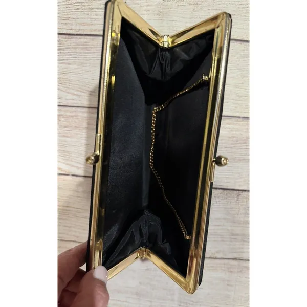 Vintage Black Clutch with gold chain and Coin Purse - Image 4