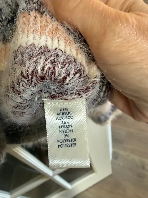 BKE Oversized Striped Fuzzy Boatneck Sweater S Boho Cabincore Scandi - Image 5
