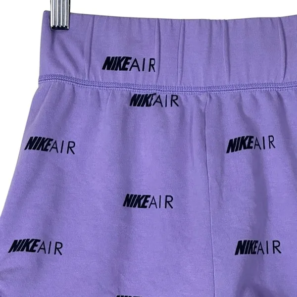 Nike Air Logo Print Jersey Shorts Purple Athletic High Waisted Size S - Image 3