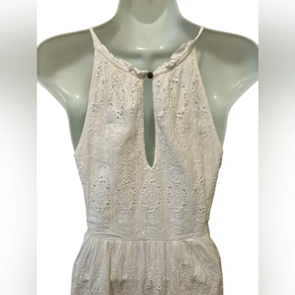 Anthropologie Maeve White Eyelet Crochet Sundress Sz 2 Full Skirt Coquette Girl - Image 7