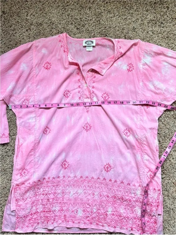 Peppermint Pink Embroidered V-Neck Cover Up - Image 7