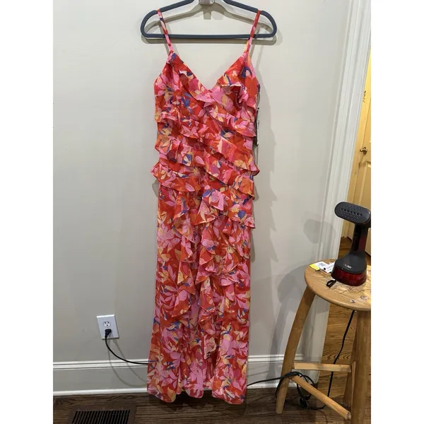 Eliza‎ J Floral Ruffle Fil Coupé Maxi Dress Size 5 Floral Sundress Slip dress - Image 6