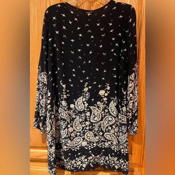 Billabong Just Like You Long-Sleeve Gauzy Rayon Mini Dress Off Black‎ Size Large - Image 10