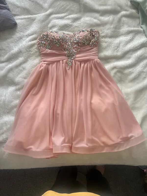 Strapless Pink Beaded Dress - Image 2