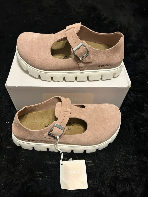 PAPILLIO by BIRKENSTOCK Mary Jane pink leather platform shoes women’s eur 39 new - Image 7