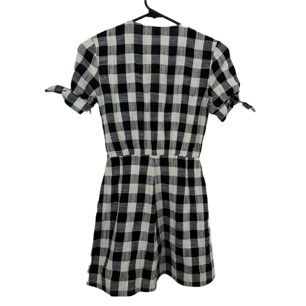 Bec + Bridge Dress Womens 2 Black White Gingham Tie Front Button Down Mini - Image 7