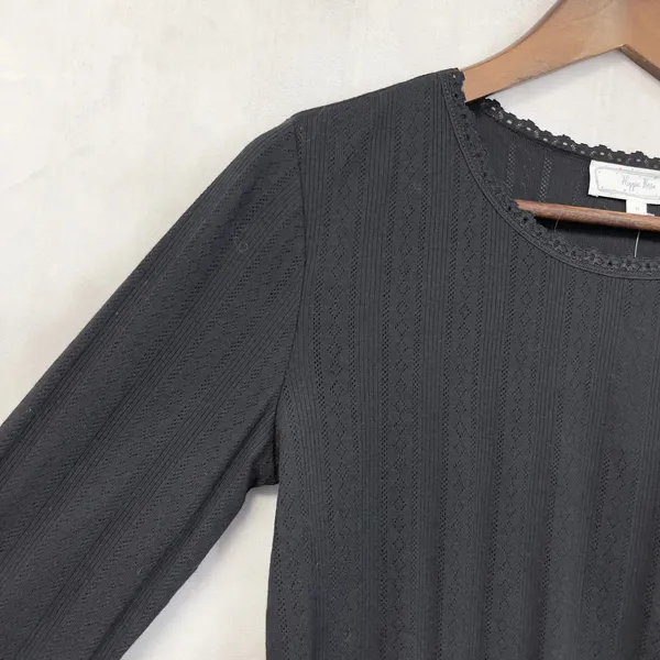 Hippie Rose Pointelle Knit Top Women Medium Stretch‎ Indie Sleaze Grunge Goth - Image 3
