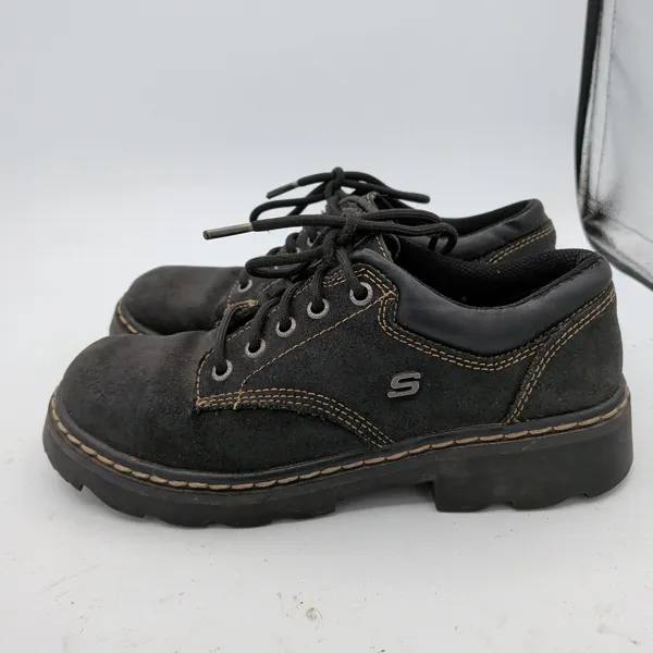 Skechers 45120 Black Leather Chunky Platform Oxford Shoes Womens 8 Y2K Grunge - Image 2