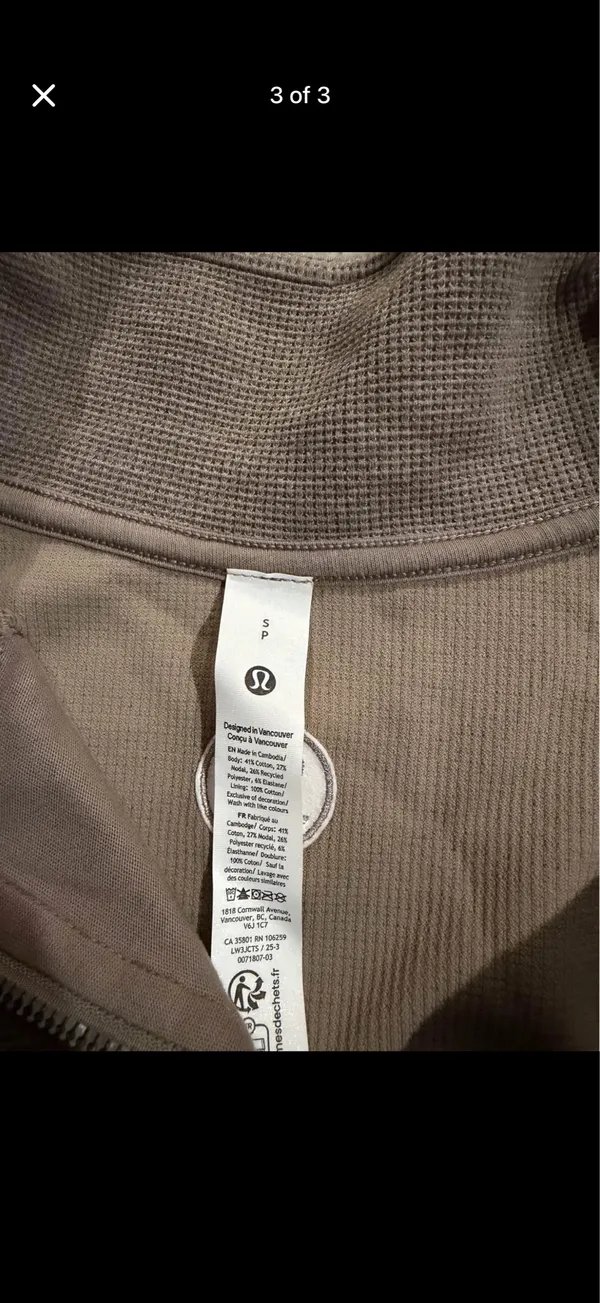 Lululemon Scuba cropped funnel neck half zip - waffle - Image 3