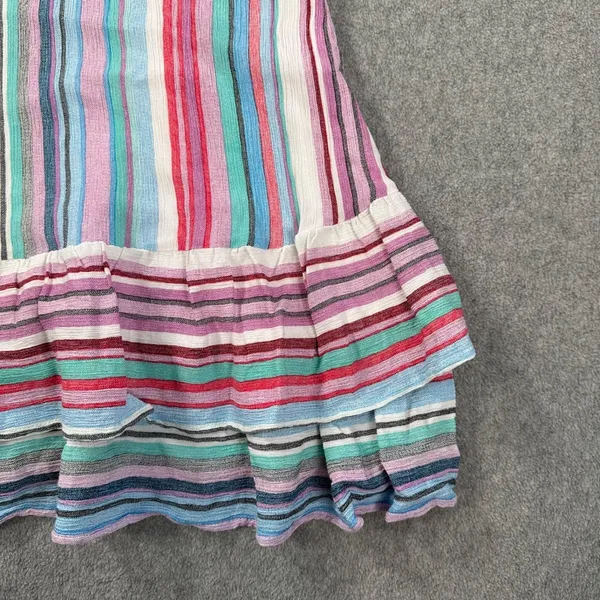 Umgee Striped Tunic Tank Top Size Large Ruffle V-Neck Pink Blue Spaghetti Strap - Image 2