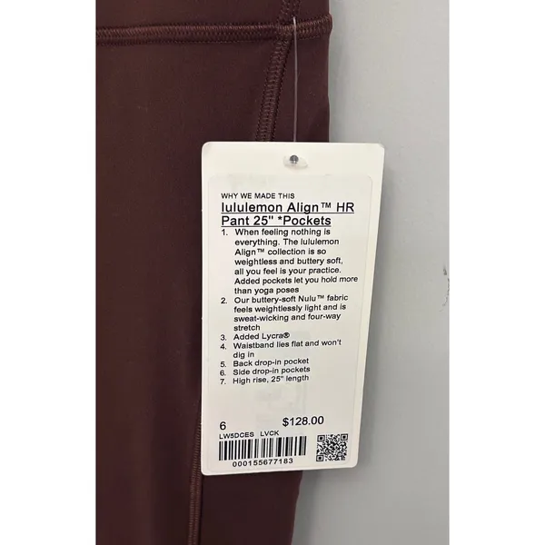 Lululemon Align High Rise leggings with pockets 25” size 6 Lava Cake NWT - Image 7