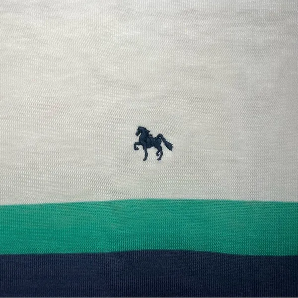 Nautical Navy and White Striped Colorblock Short‎ Sleeve Women Tee Size Large - Image 6