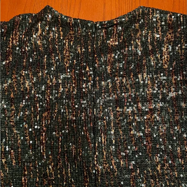 ZARA Sequin Puff Long Sleeve Special Limited Edition Emerald Green &‎ Gold Dress - Image 17