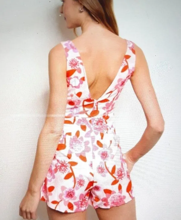 Dygarni Pink & Red Floral Sleeveless Romper Size Large - Image 2