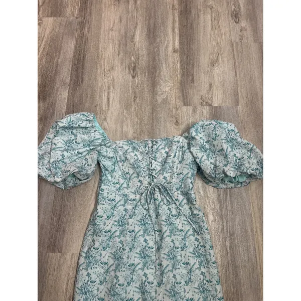 Tuckernuck Hyacinth House Teal Floral Lace-Up Lila Midi Dress Size Small - Image 6