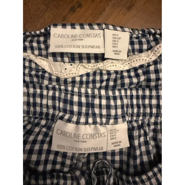 Caroline Constas 2pc Cotton Gingham Short Pajamas Set Size Navy Small - Image 4