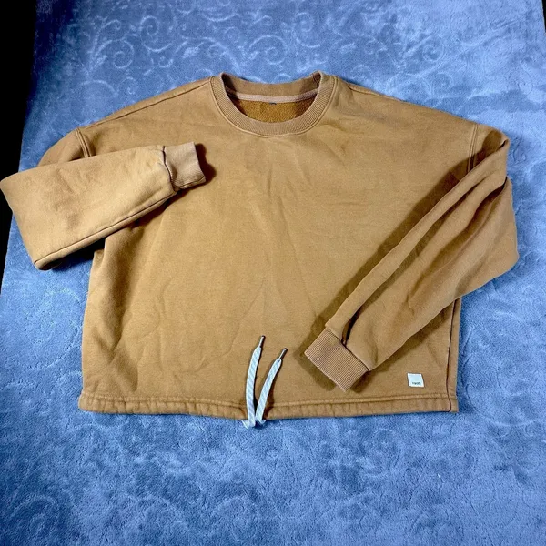 Vuori Womens Large Restore Sweatshirt Drawstring Gold Camel Relaxed Oversized - Image 10
