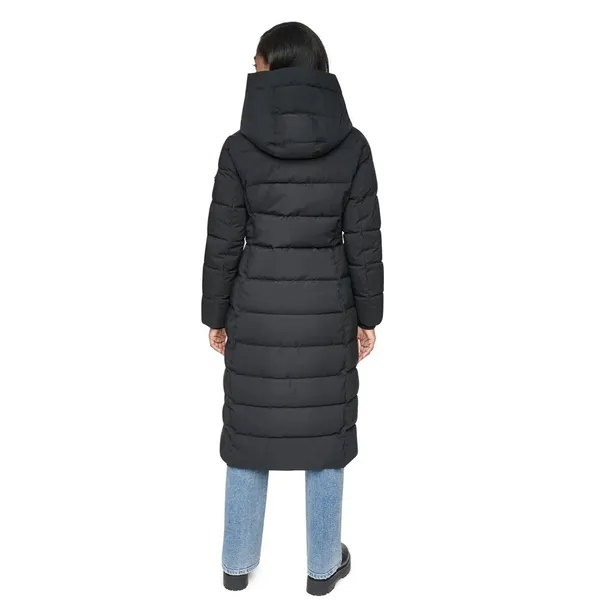 DKNY Women's Bibbed Hooded Puffer Coat Black Size XXL Long - Image 4
