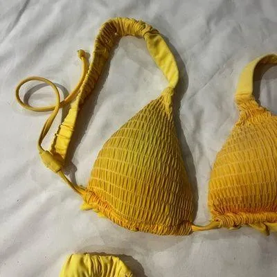 Yellow Textured Bikini Set - Image 2