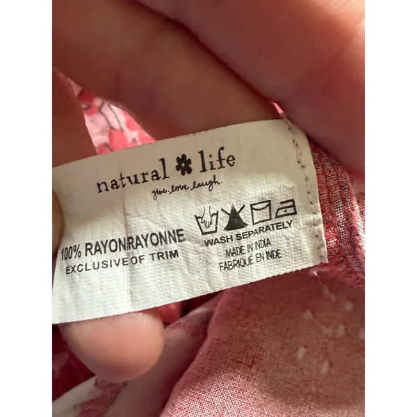 Natural Life Pink Floral Smocked Midi Dress‎ Small Boho Cottagecore - Image 8