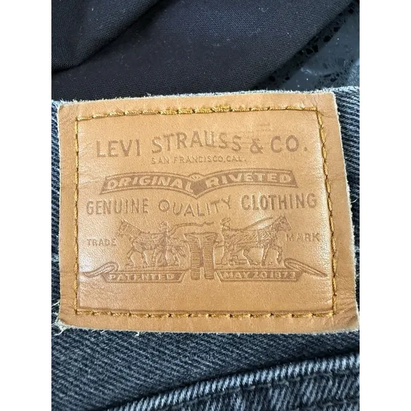 LEVIS BLACK JEANS WOMENS‎ 26 middy straight PREMIUM COTTON DENIM BUTTON - Image 4