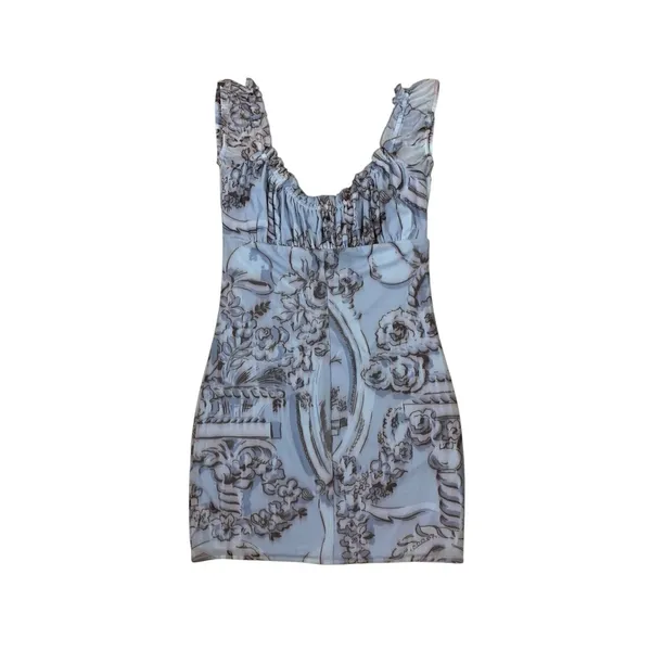 Kimchi Blue Bianca S Blue Floral Mesh Mini Dress Corset Cottagecore Coquette Y2K - Image 4