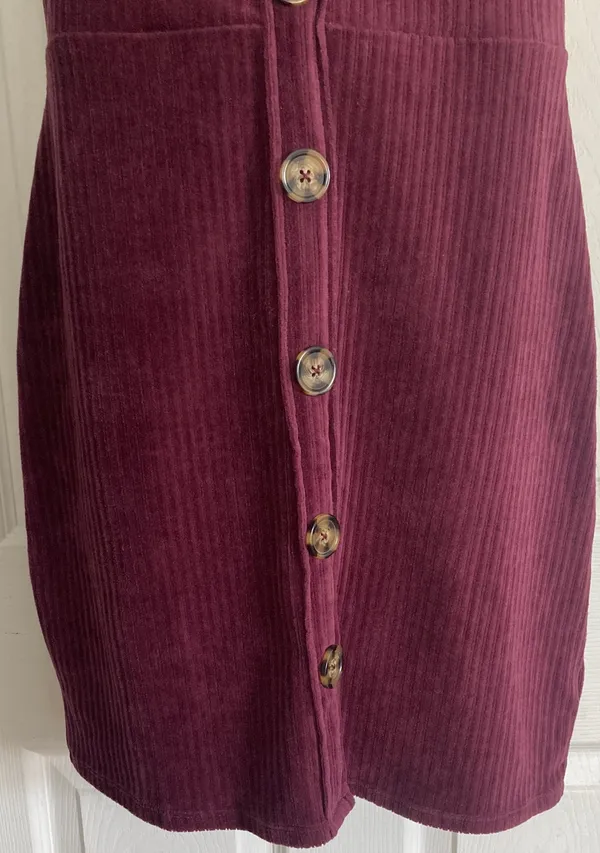 No Bo Maroon Button Front Dress L 11-13 - Image 2