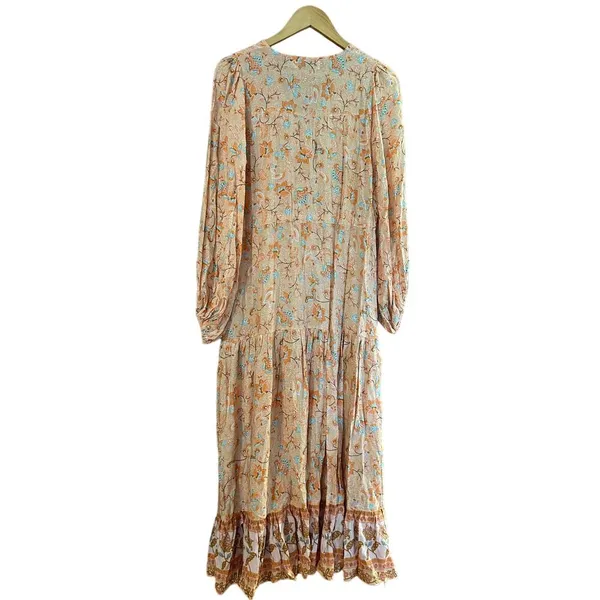 Petal + Pup womens maxi dress size 4 orange print long sleeve v neck tiered - Image 6