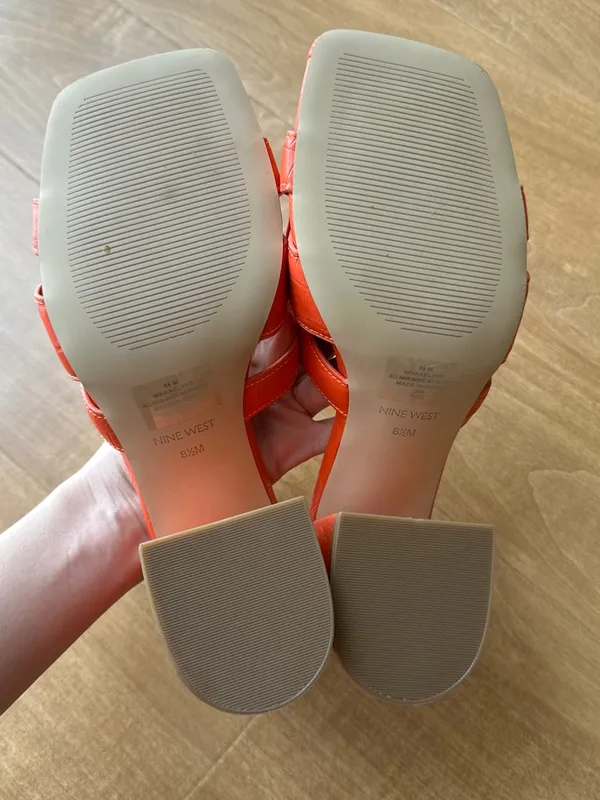 Nine West Women’s Kaelyn Square Toe Slip On Heel Sandals, Dark Orange, Size 8.5 - Image 7