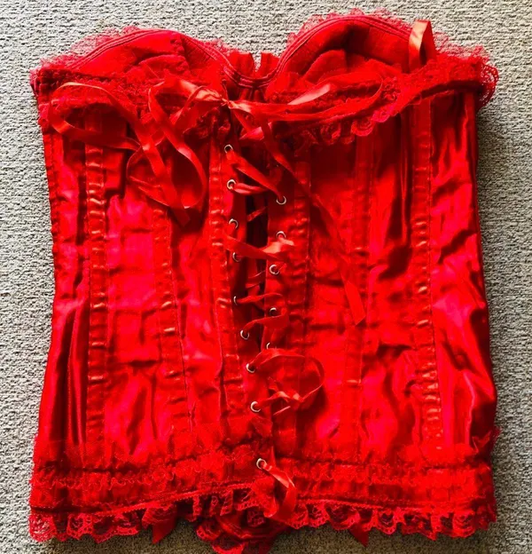 Boutique Candy Red Lace Ribbon Corset - Image 2