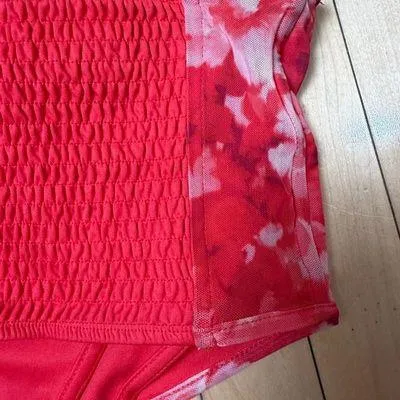 Stradivarius Red Floral Mesh Corset Top Bralette Size Small - Image 5