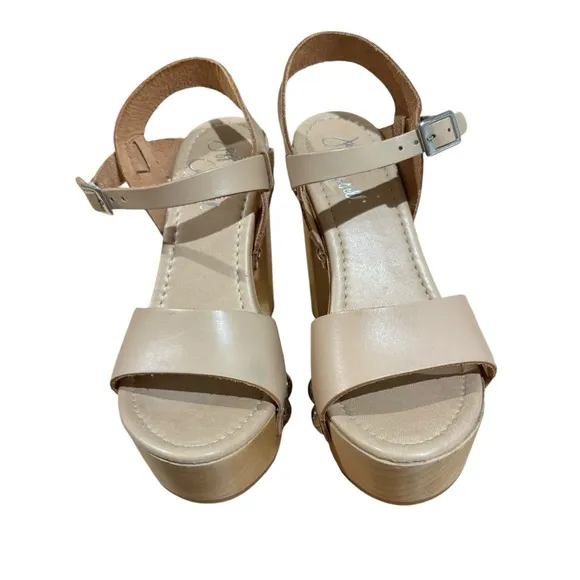 Jeffrey Campbell Platform High Heel Sandals Leather Beige Size 38 Italian - Image 2